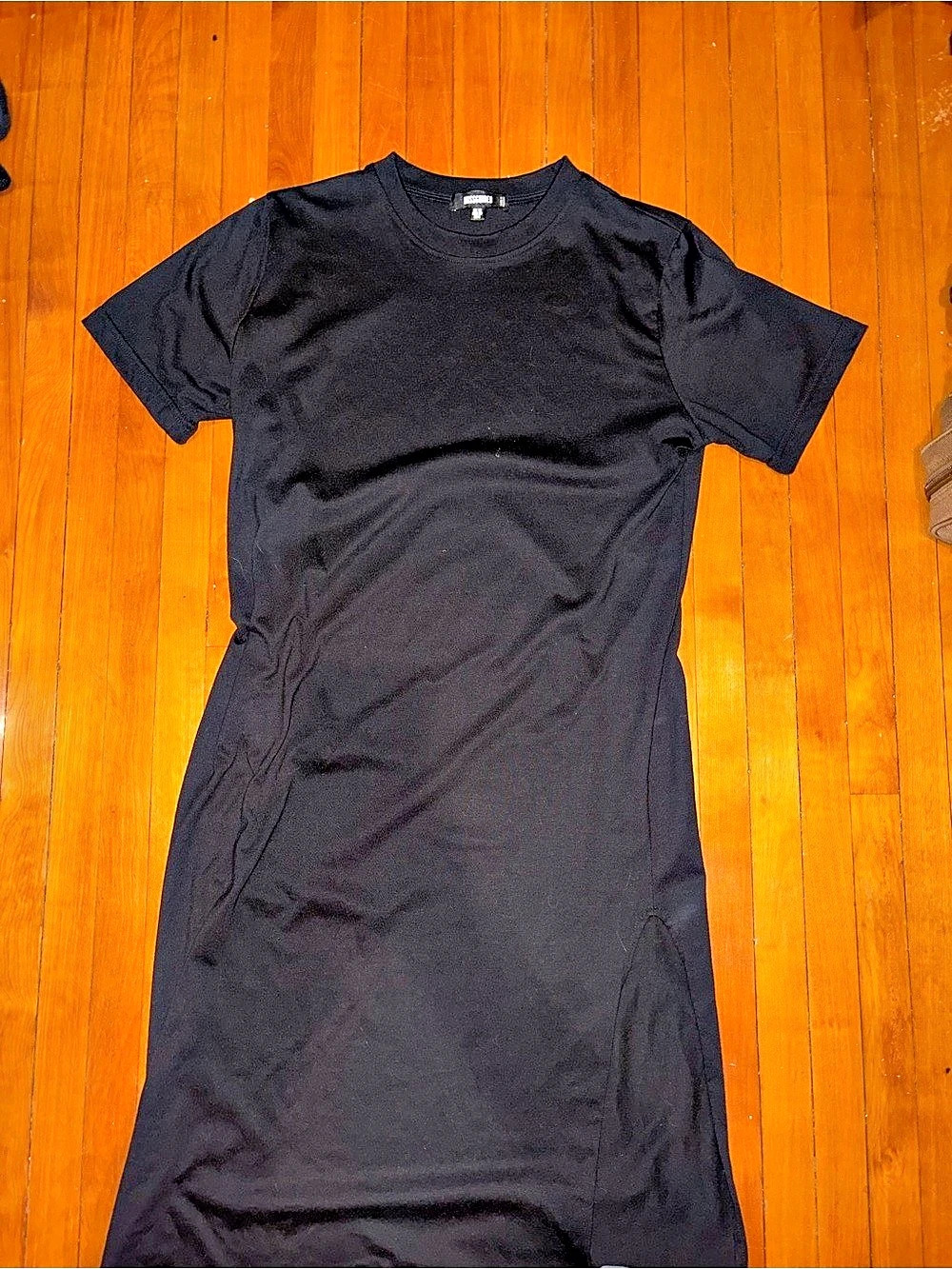 Missguided Black Basic Midi T-Shirt Dress with Side Slit Black Mini Dress Size 6